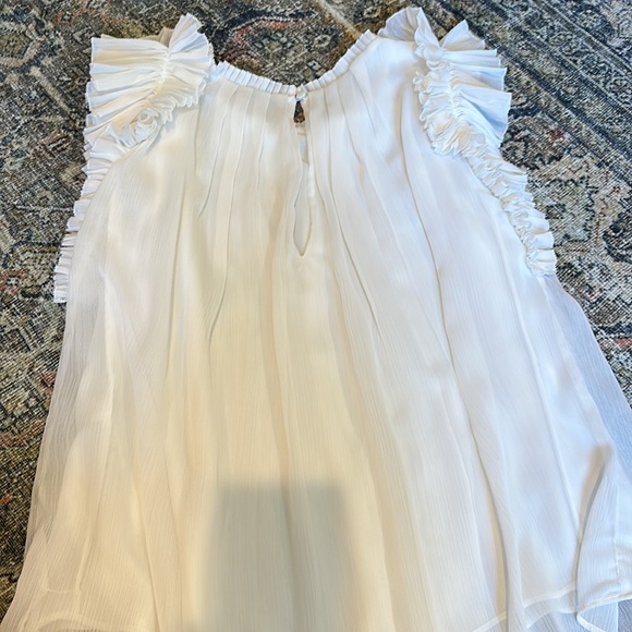 White House black market pleated ruffle sleeveless top - Picture 3 of 3